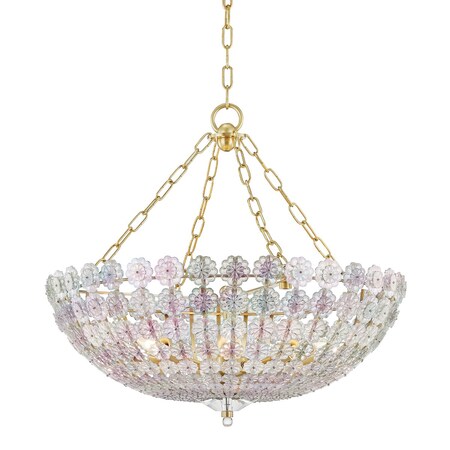 Hudson Valley Lighting Floral Park 8 Light Chandelier 24.5 In. Aged Brass 8224-AGB