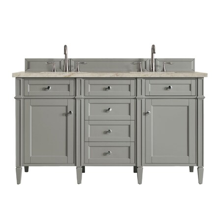 James Martin Vanities Brittany 60" Double Vanity, Urban Gray, w/ 3 CM Tajnar Eclos Top w/FreePower Wireless Charger 650-V60D-UGR-FTJR