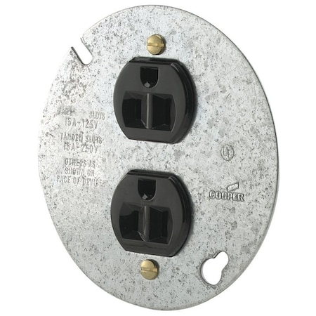 Eaton Wiring Devices Straight Blade Receptacle, 5-15R, 15 A, 125V AC, 2 Pole, 3 Wire, Flush Mount, Grounded 869-BOX