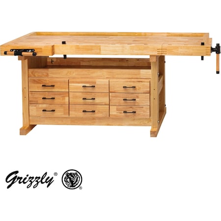 Grizzly 80" 9-Drawer Euro-Style Butcher Block Workbench T34091