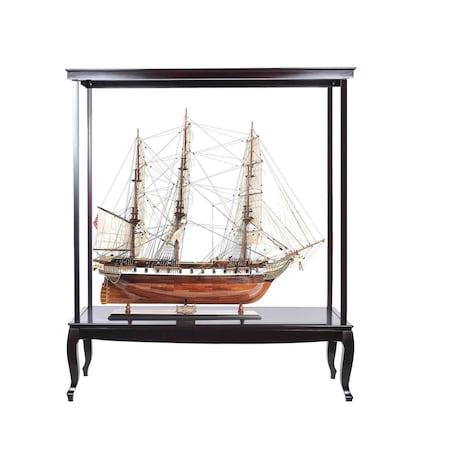 Homeroots 23in Dark Brown Glass Standard Display Stand 364363
