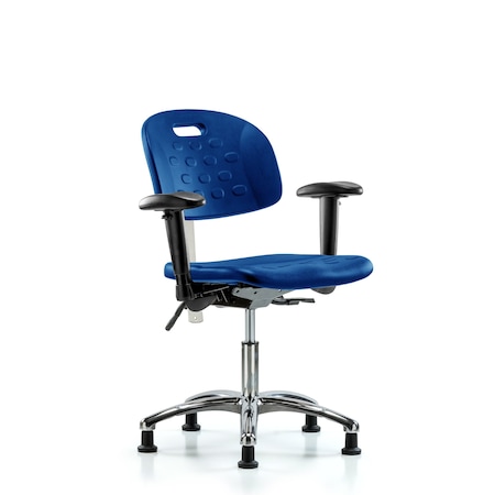 Blue Ridge Ergonomics Clean Room Chair, Adjustable Arms BR-CLR-HPDHCH-CR-T0-A1-RG-BLU