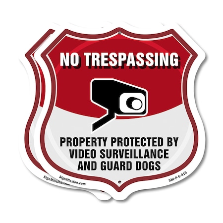 Signmission No Trespassing Shield Sign Property Prot, 6 inch X 6 inch, Plastic Sign, 2PK SHI-P-2PACK-6-416