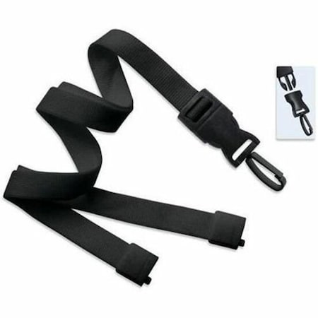 Brady LANYARD STANDARD, BLACK, 5/8in OPTIWEAVE, DTACH PLASTIC SWIVEL HOOK ATTACHMENT, BREAK-AWAY ONLY 2135-4653