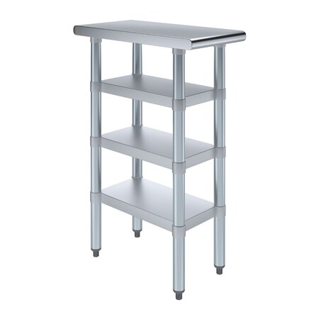 Amgood 24in D x 12in L Stainless Steel Table, Three Undershelves AMG WT-2412-3SH-Z
