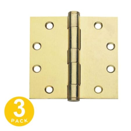 Global Door Controls 4.5 in. x 4.5 in. Commercial Full Mortise Square Corner Door Hinge with Fixed Pin - Pack of 3 CP4545-US4-3