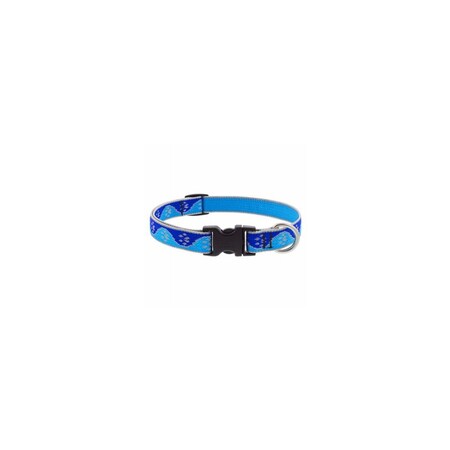 Lupine Adjustable Medium Dog Collar, Reflective Blue PawsPattern, 3/4 x 13 - 22-In. 48402