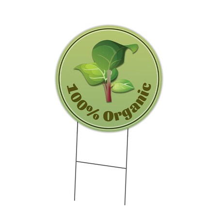 Signmission Farmers Market 100% Organic Double Sided Corrugated Plastic Circle Yard, C-16-CIR-WS- 100% Organic C-16-CIR-DS-WS- 100% Organic
