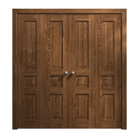 Sartodoors Sliding Closet Double Bi-fold Doors 96 x 80 inches, Ego 5012 Cognac Oak Veneer, Sturdy Tracks Mold EGO5012DBF-DKO-96x80 (4* 24x80)