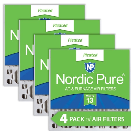 Nordic Pure 20x20x5 Pleated Air Filter, High Capacity, Electrostatically Charged Synthetic Media, MERV 13, 4 PK 20x20x5HM13-4