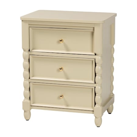 Bali & Pari Kyla Nightstand with Spindle Legs - 3-Drawer Bedside Table with Turned Detailing and Inset Paneling 270-14785-ZORO