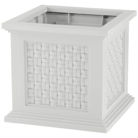 Pure Garden Rattan Style Outdoor Planter Box 14.65-Inch-Square Decorative Flower or Plant Pot 50-LG1467