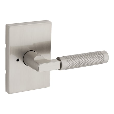 Kwikset Prava Lever with Rectangular Rose Privacy Door Lock with 6AL Latch and RCS Strike Satin Nickel 730PVLRCT-15
