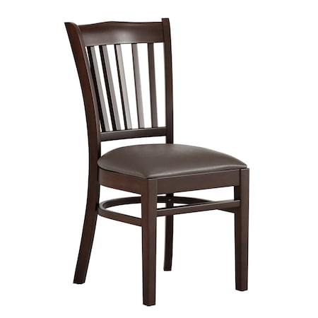 Flash Furniture HERCULES Vertical Slat Back Walnut Wood Restaurant Chair - Mocha Vinyl Seat XU-DGW0008VRT-WAL-MCHV-GG