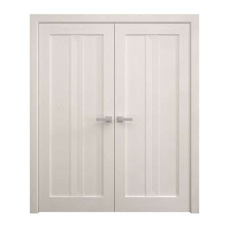 Sartodoors Interior Solid French Double Doors 48 x 80 inches, Ego 5006 Painted White Oak, Wood Interior Solid EGO5006DD-PWO-48