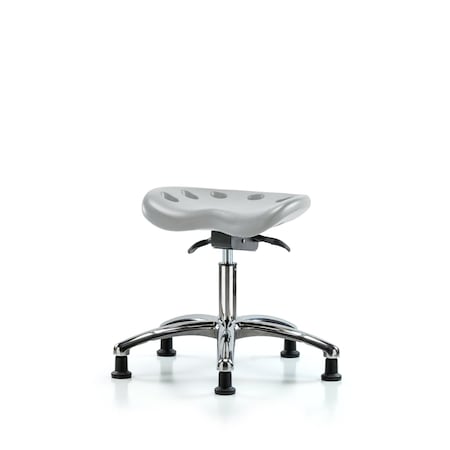 Blue Ridge Ergonomics Polyurethane Tractor Sit-Stand Stool Chrome-Desk Height with Stationary Glides in Gray Polyurethane PTDHSO-CR-RG-GRY