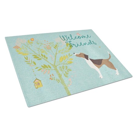 Carolines Treasures Welcome Friends Beagle Glass Cutting Board, Large BB7601LCB