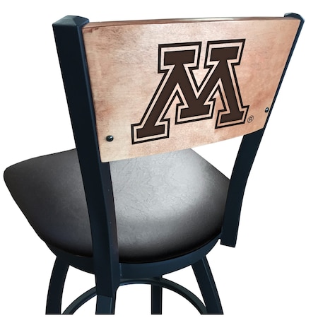Holland Bar Stool Co 30" Blk Wrinkle Minnesota Swivel Bar Stool, Laser Engraved Back L03830BWMedMplAMinnUnBlkVinyl