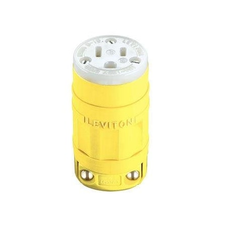 Leviton Straight Blade Connector, 5-15R, 15 A, 125V AC, 2 Pole, 3 Wire, Screw Terminals, Yellow 1547-P