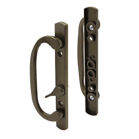 Prime-Line Mortise Style Sliding Patio Door Handle Set, Bronze Diecast, Non-Keyed, Fits 3-15/16in Hole Spacing C 12807