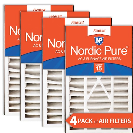 Nordic Pure 16x25x5 Pleated Air Filter, High Capacity, Electrostatically Charged Synthetic Media, MERV 15, 4 PK 16x25x5ABM15-4