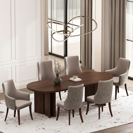 Manhattan Comfort 6-Piece Connie Dining Chair and Arm Chair in Taupe 6-DC095-TP