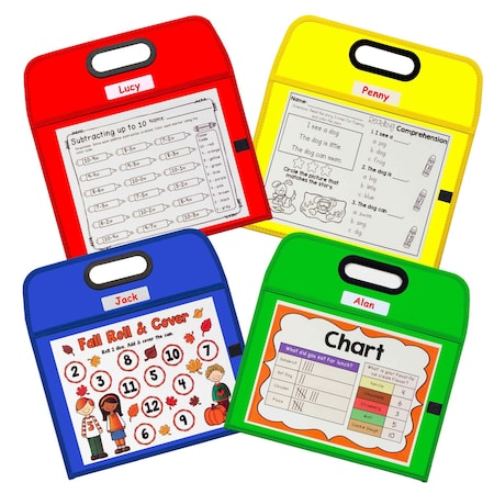 C-Line Products 10"x 13" Assorted Primary Colors Vinyl Portable Dry Erase Pockets, 1/EA, 16 EA/DS 40210-DS