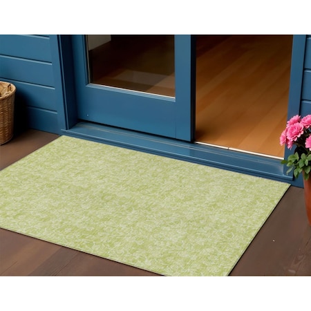 Homeroots 3' X 5' Artichoke Green And Ivory Floral Washable Indoor Outdoor Area Rug 581840
