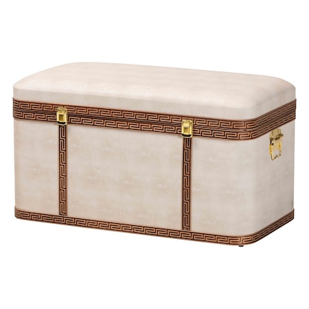 Baxton Studio Brenner Modern Transitional Beige Faux Shagreen Storage Trunk 253-14071-ZORO