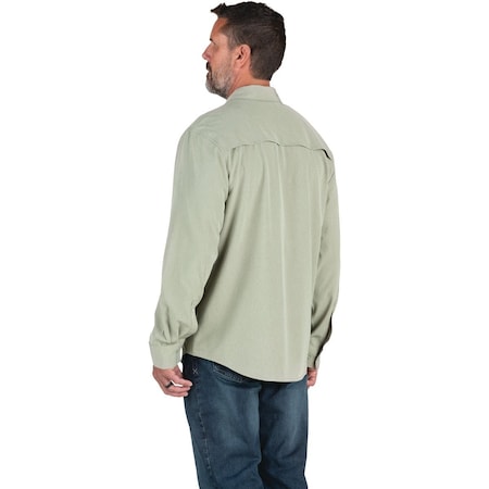 Berne Flex180 Mens XL Heathered Seagrass UPF Button Down Long Sleeve Shirt SH34HSEAR480
