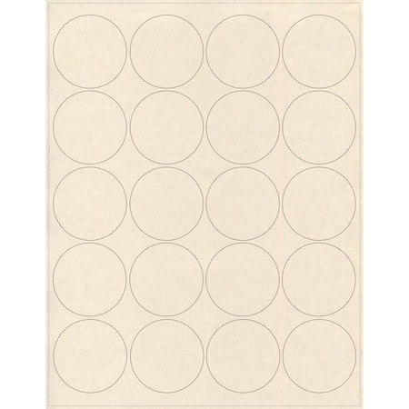 Elevate Packaging 2 in. Compostable Round Labels, Blank Layflat Sheets, Sugarcane, 25PK LC5372