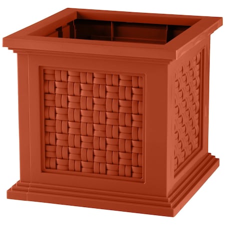 Pure Garden Rattan Style Outdoor Planter Box 14.65-Inch-Square Decorative Flower or Plant Pot 50-LG1468