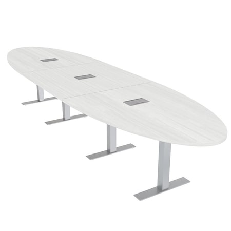Skutchi Designs 16ft Oval Conference Table With Power | Harmony Series | 14 Person Meeting Room Table HAR-OVL-48X192-T-WA7976-ESIL