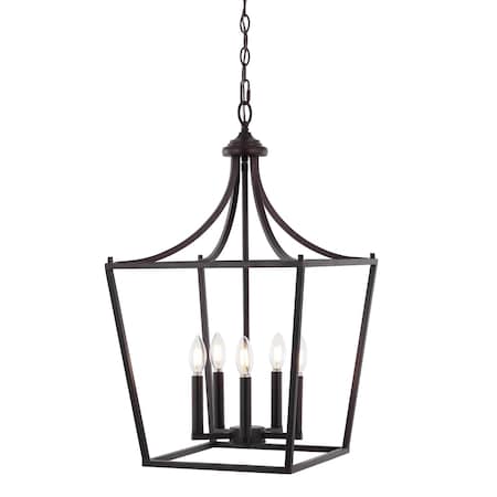 Jonathan Y Camden 16" 5-Light Iron Classic Midcentury Pendant Lantern, Oil Rubbed Bronze JYL7562A