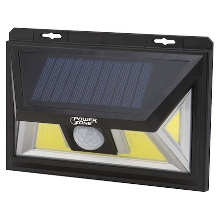 Powerzone Solar Powered Motion Sensor Wall Light, Lithium Battery, 1Lamp, COB LED Lamp, ABSPS Fixture, Black 12452