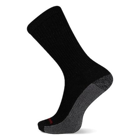 Wolverine Socks, Black, Crew, Men's, Polyester, PK6 WWM40005C6B2001