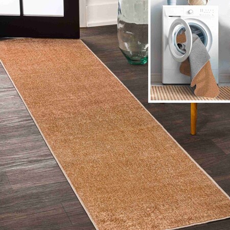 Jonathan Y Twyla Classic Solid Low-Pile Machine-Washable Terra 2 ft. x 8 ft. Runner Rug WSH300A-28