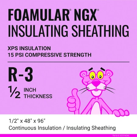 Owens Corning Rigid Board FOAMULAR IS, 1/2" x 4' x 8', 80PK IBFIS0548-SE