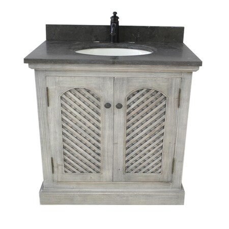 Infurniture WK8136-G plus WK top 37 in. Rustic Solid Fir Sink Vanity In Grey-No Faucet WK8136-G +WK top