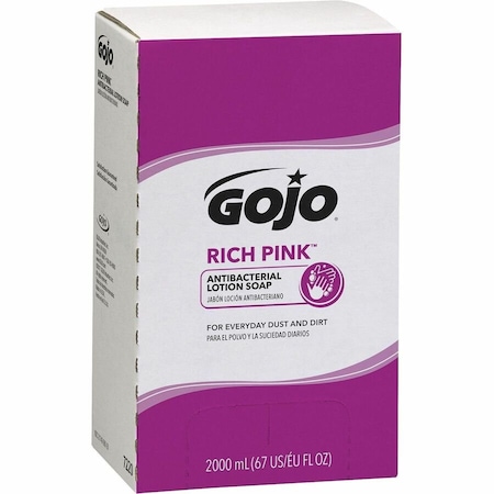 Gojo Rich Pink Antibacterial Lotion Soap Refill, 2.11 quart, Soil Remover, Antibacterial 7220-04