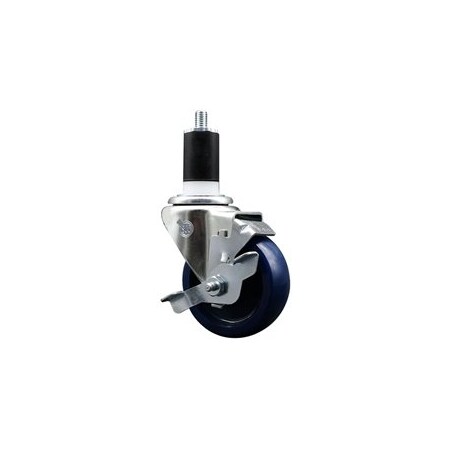 Service Caster 3.5'' Solid Poly Swivel 1-1/2'' Expanding Stem Caster with Brake SCC-EX20S3514-SPUS-TLB-112