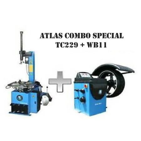 Atlas Automotive Equipment Tc229 Rim Clamp Tire Changer + Wb11 Wheel Balancer Combo Package TCWB-COMBO1-FPD