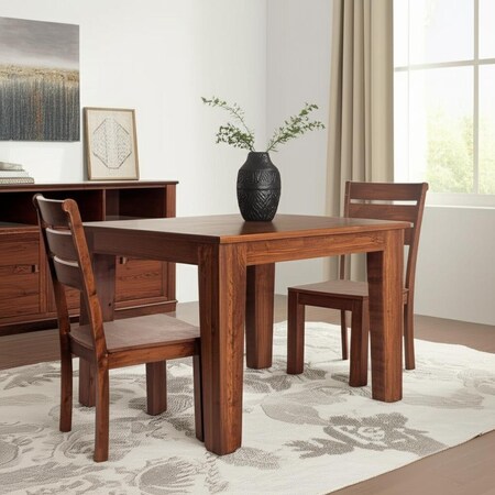 Homeroots Set of Two Brown Solid Wood Ladder Back Dining Side Chairs 565294