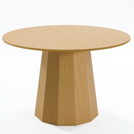 Homeroots 46" Natural Wood Pedestal Base Round Top Dining Table 721085