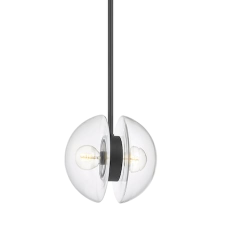 Hudson Valley Lighting Kert 2 Light Pendant 11.75 In. Black Brass 9412-BBR