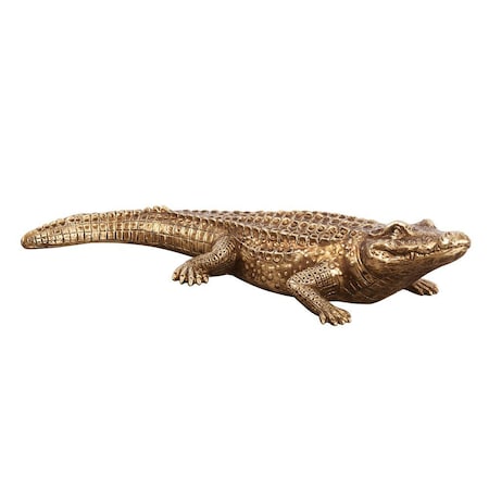 Homeroots Golden Crocodile Brass Finish Sculpture 384167