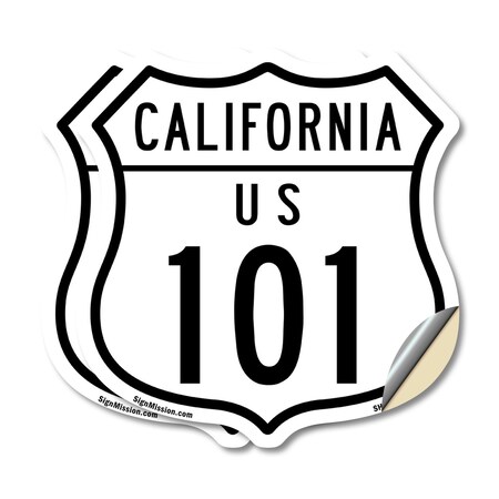 Signmission California Route Marker Shield Sign Us 1, 12 inch X 12 inch, Vinyl Decal, 2PK SHI-D-2PACK-12-370