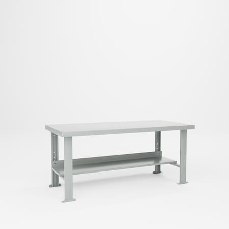 Pucel FS Series Workbench with Shelf, 72 in W x 34 in D x 32.5 in H, Gray FS-3472