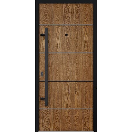 Vdomdoors Steel Door Deux 6683 Natural Oak Entry Door Painted W36xH80 Right hand Inswing DEUX6683EXD-OAK-W36 x H80-RH-I