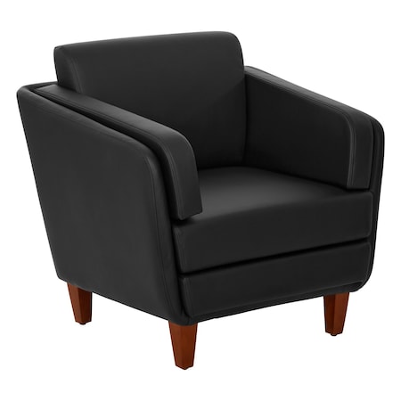 Office Star Products Lounge Seating Club Chair, Black Faux Leather SL59401-U65